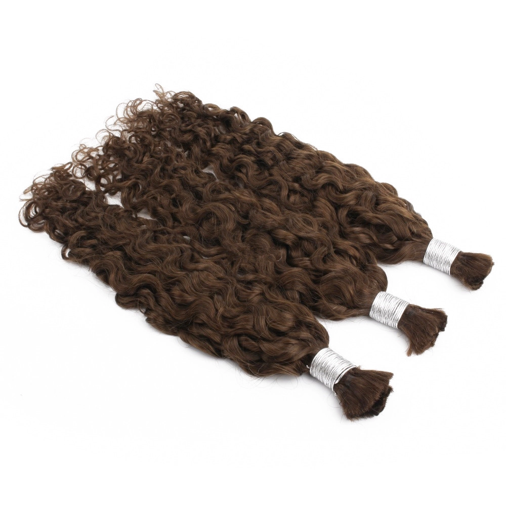 20inch Curly Bulk Hair Dark Brown Color #4 100 grams Hair Bulk For Braiding